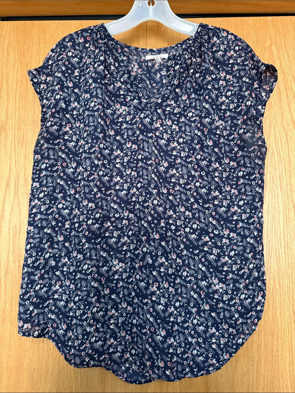 Maurices Navy Floral Cap-Sleeve Blouse